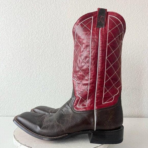Rod Patrick Mens Cowboy Boots 15AA Antique Brown Mocha Bison Western Square Toe - Picture 5 of 13